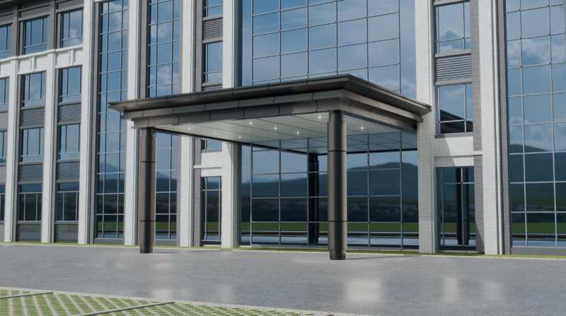 現(xiàn)代廠(chǎng)區(qū)辦公樓門(mén)頭